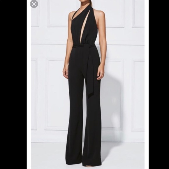 black halter pantsuit